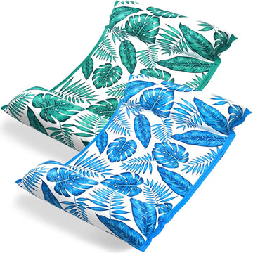 Jasonwell Water Hammock Pool Floats - 2PACK Fabric Inflatable Pool Hammock Float Floaties 4 in 1 (Saddle Lounge Chair Drifter) Lake Beach Floating Loungers Swimming Pool Rafts Toys for Adults (Trop) - Jasonwell